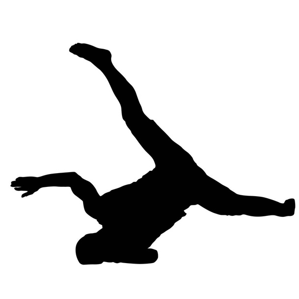 Black Silhouettes breakdancer on a white background - Vector, afbeelding