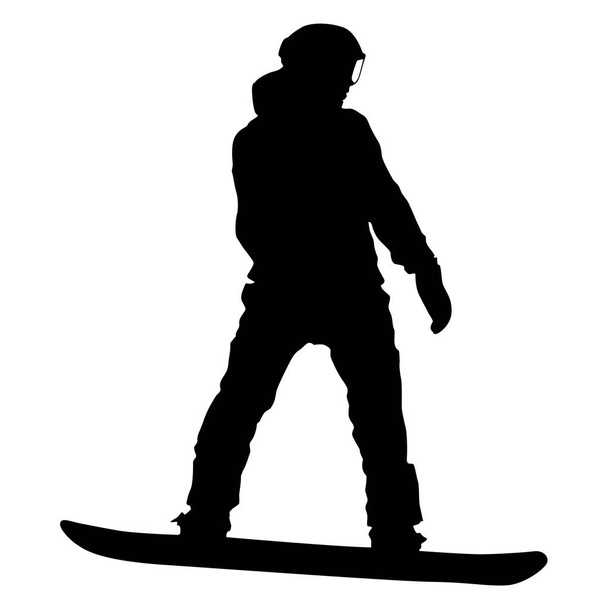 Zwarte silhouettes snowboarders op witte achtergrond afbeelding - Vector, afbeelding