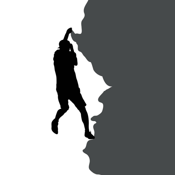 Zwarte silhouet rock klimmer op witte achtergrond - Vector, afbeelding