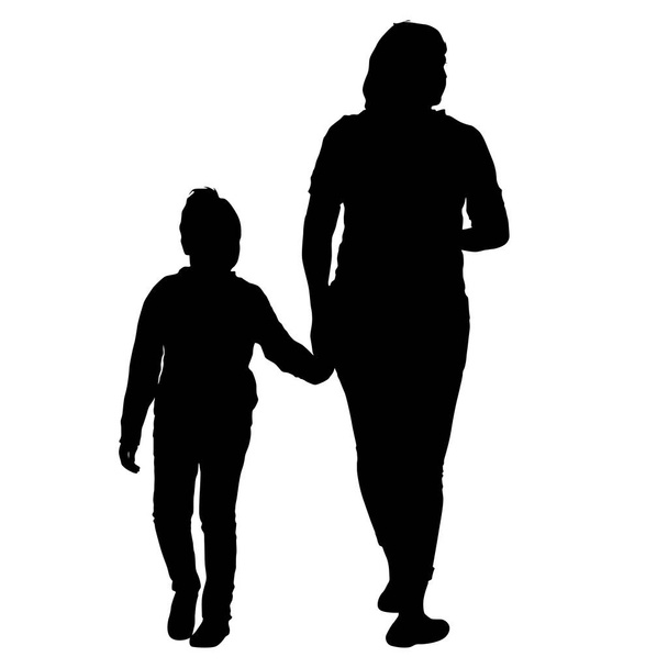Silhouette of happy family on a white background - Vector, Image