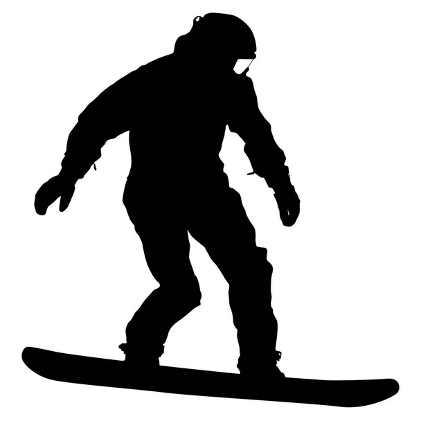 Black silhouettes snowboarders on white background illustration - Vector, Image
