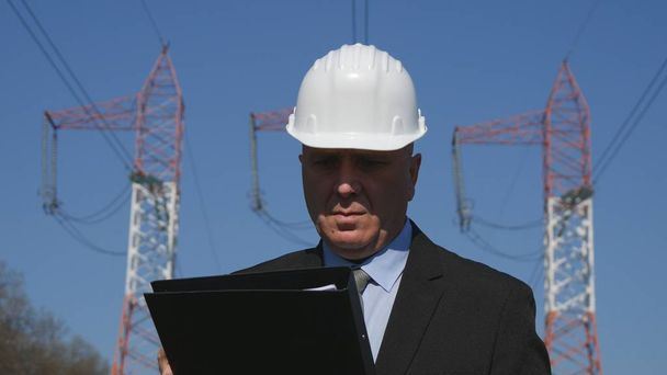 Engineer Working in Energy Industry Check Maintenance File - Фото, зображення