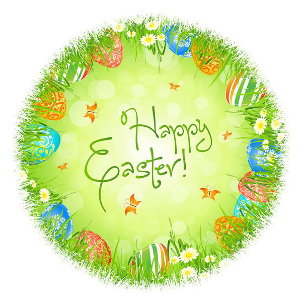Easter Eggs in the Grass - Διάνυσμα, εικόνα
