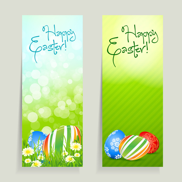 Set of Easter Cards with Eggs - Vetor, Imagem