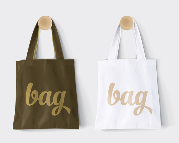 Replaces "bag" by design and Change colors Mockup Cotton Paper Bag Signboard Shop  - Vector, Image