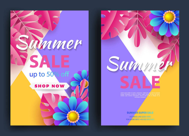 Summer sale background layout banners.Voucher discount.Vector illustration template. - Vector, Image
