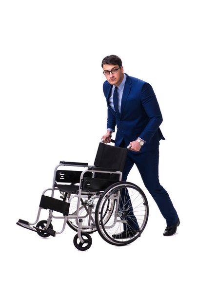 Businessman with wheelchair isolated on white background - Foto, Bild
