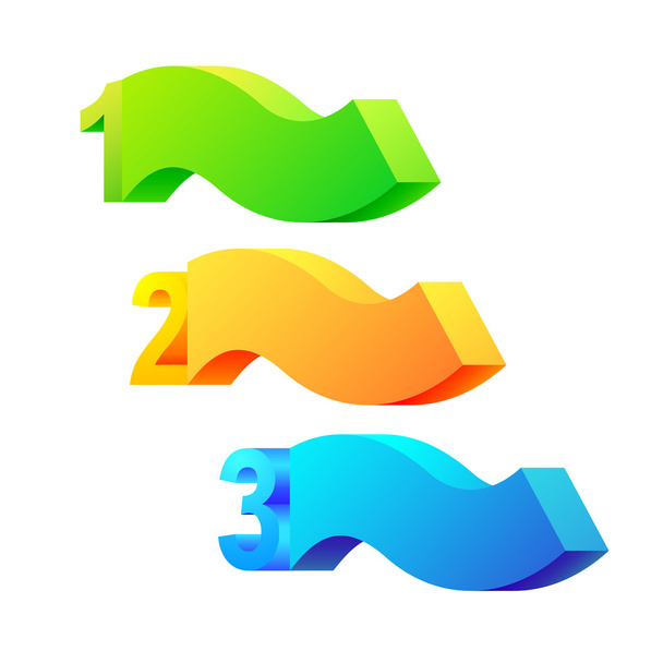 One two three - 3D vector. - Vector, Image