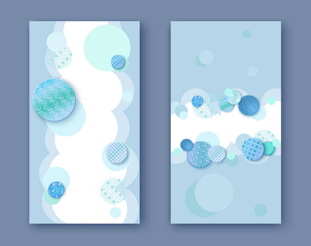 Brochure or packaging design set,  two fold blue business banner - Vector, Image