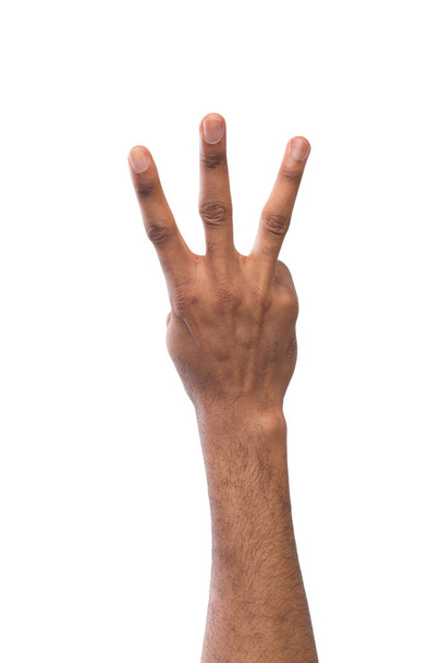 Чорна рука, що показує номер три ізольовані
 - Фото, зображення