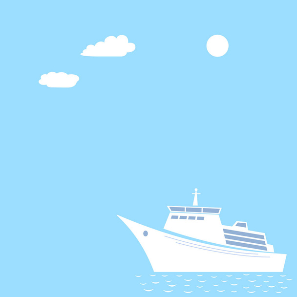 Ocean liner summer vacation cruise on blue background with empty space for your text. - Vektor, kép
