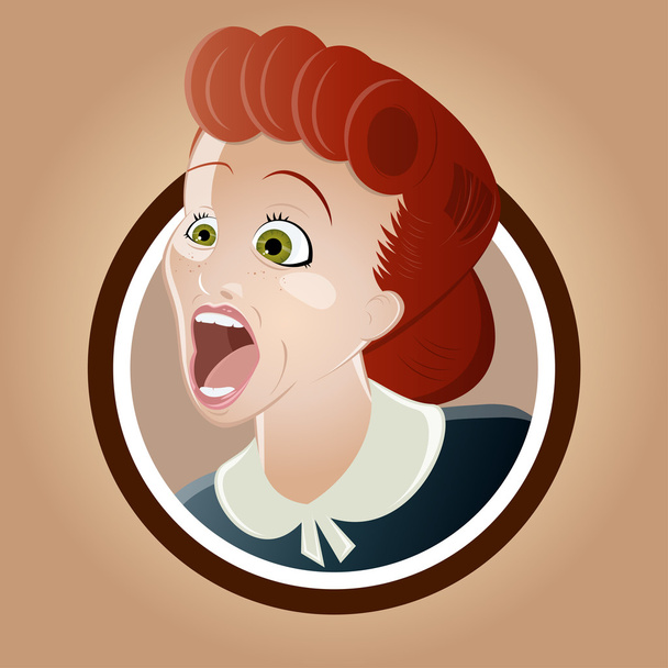 gritando mujer de dibujos animados retro
 - Vector, Imagen
