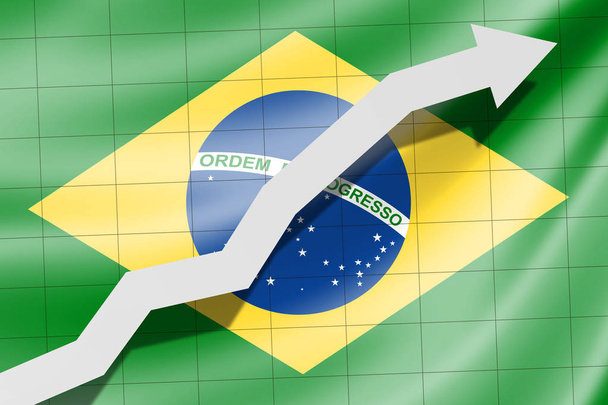 Flèche vers le haut sur le drapeau du Brésil comme fond
 - Photo, image