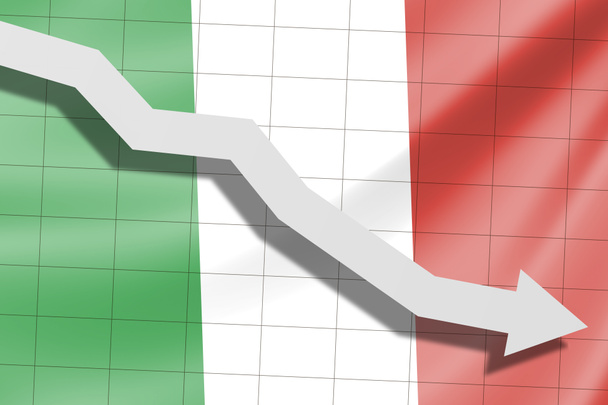 La freccia cade sullo sfondo della bandiera italiana
 - Foto, immagini
