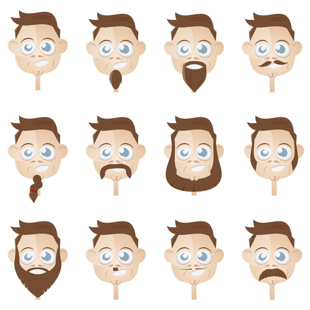 funny beard head collection - Vector, Image