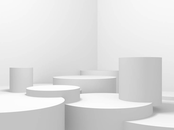 Abstract geometric art deco mockup background in white with shadows   - Valokuva, kuva