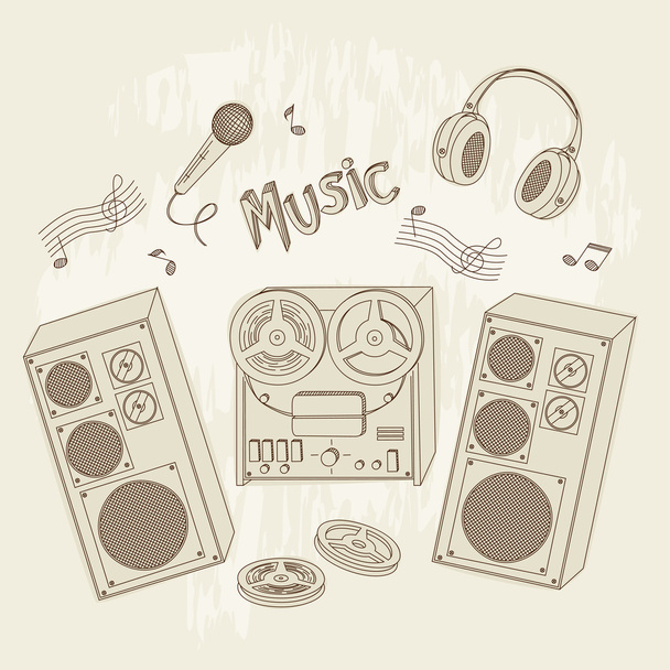 Retro music equipment. - Vetor, Imagem
