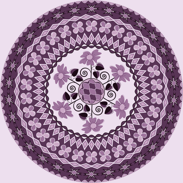 vector circular patrón de formas abstractas y flores decorativas
 - Vector, Imagen