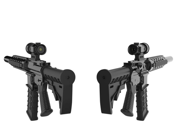 Dvě moderní útočné pušky - zadní pohled - Fotografie, Obrázek