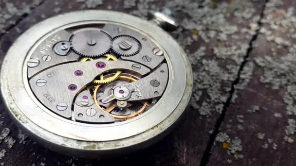 Inside of watch mechanism. Old Stopwatch . - Footage, Video