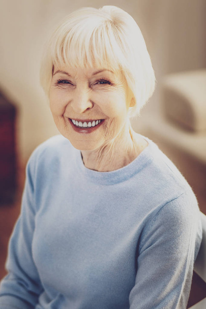 Cheerful positive woman smiling - 写真・画像