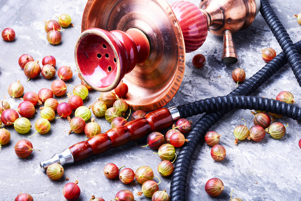 Oriental hookah with the aroma gooseberry for relax.Gooseberry shisha - Photo, Image