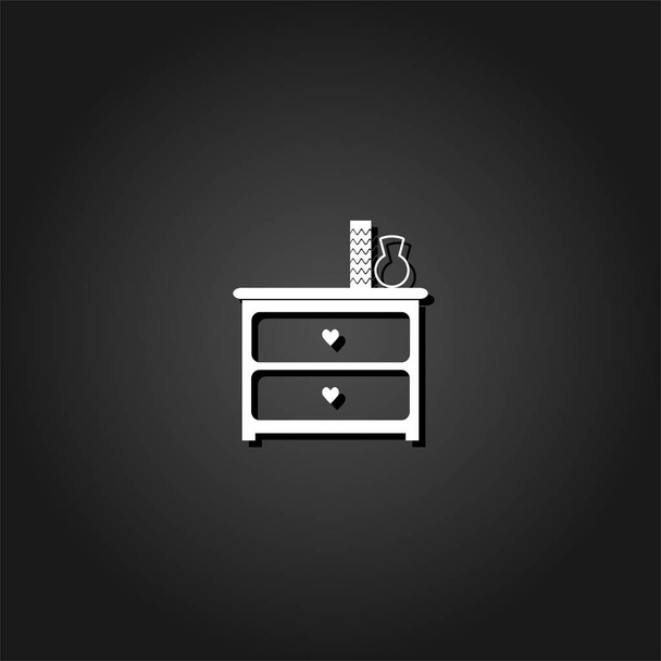 Dresser with vases icon flat. - Vector, Image