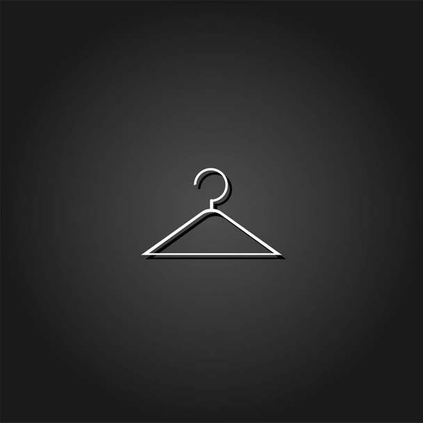 Colgador icono plano. Pictograma blanco simple sobre fondo negro con sombra. Símbolo ilustración vectorial
 - Vector, Imagen