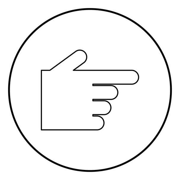 Ukazující ruku ikonu černé barvy v kruhu kolem obrysu - Vektor, obrázek