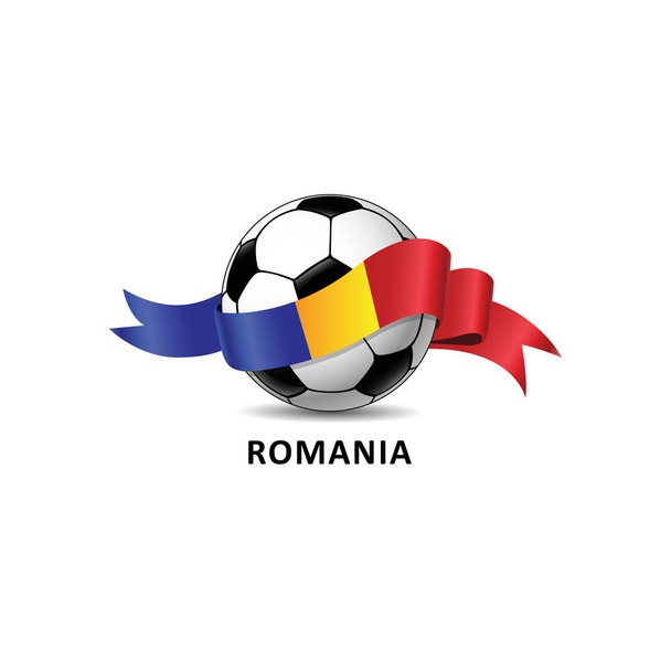 Futbol Romanya Ulusal bayrak renkli izi ile. Vektör çizim tasarım futbol Futbol Şampiyonası, turnuvalar, Oyunlar için. Öğe için davetiye, el ilanları, afişler, kartları, webdesign - Vektör, Görsel