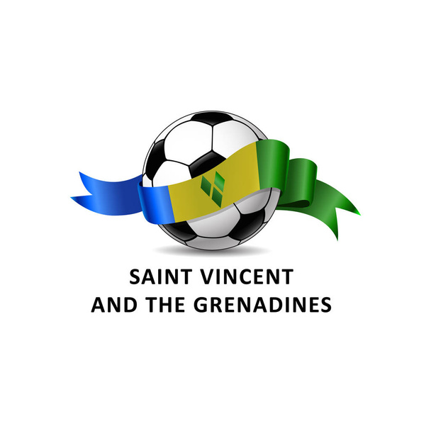 Aziz Vincent bayrağı ve el bombalarıyla bir futbol topunun temsili. - Vektör, Görsel