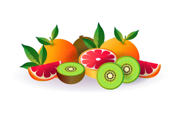 melon apple fruit on white background, healthy lifestyle or diet concept, logo for fresh fruits - Vetor, Imagem