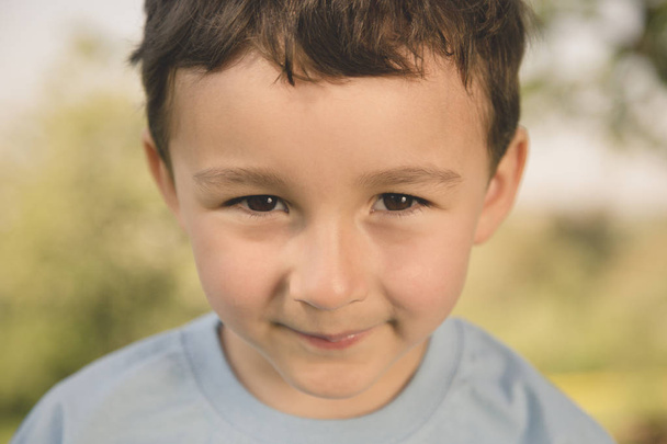 Child kid little boy portrait outdoor face retro style outdoors outside nature - Foto, Imagem