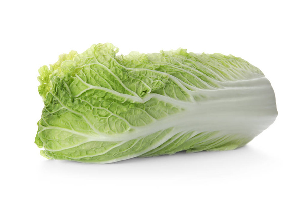 Fresh ripe cabbage on white background - Фото, изображение