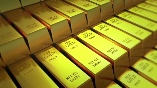 lingots d'or 4k richesse de trésorerie lingots d'or Ingot trading de biens financiers de luxe, animation 3D de barres d'or empilées
. - Séquence, vidéo