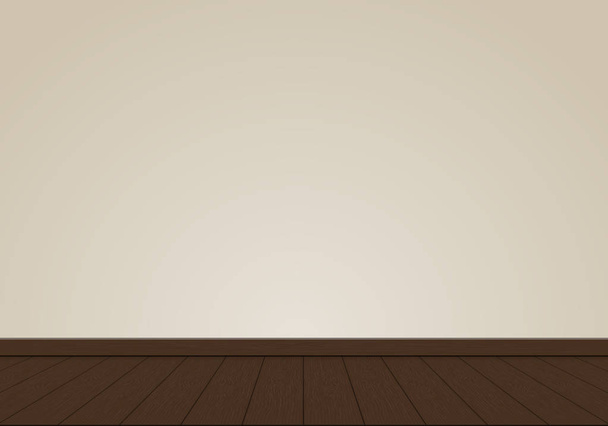 Realistic cream wall blank with oak wood floor interior background vector illustration.  - Vector, Image