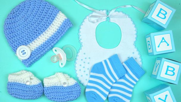 Baby nursery clothing and accessories overhead. - Photo, Image