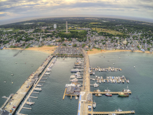 Province Town, Mass seen from above by an Aerial Drone in Summer - Foto, Imagen