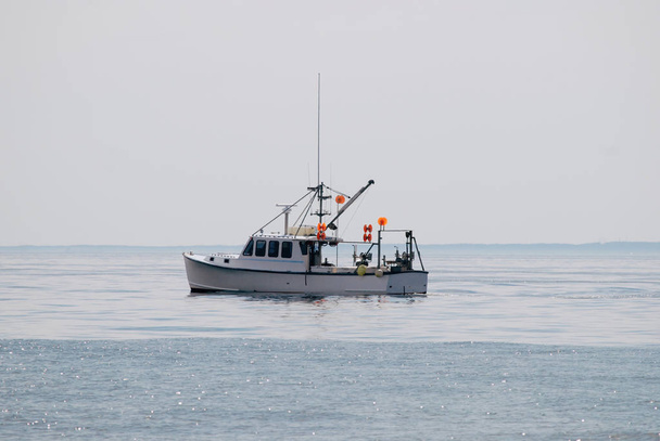 Small white boat in the ocean, Cape Cod - Photo, image