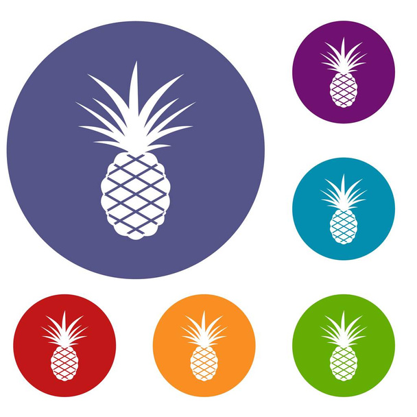 Pineapple icons set - Wektor, obraz