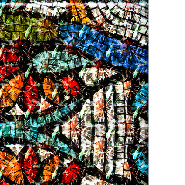 textura de mosaico en el vidrio. retroiluminado, en el viejo edificio
 - Foto, imagen