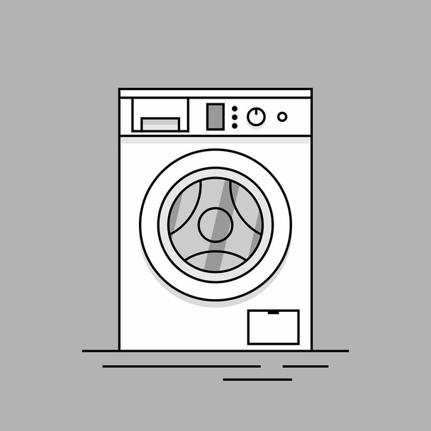 lavadora. estilo monocromo. aislado sobre fondo gris
  - Vector, imagen