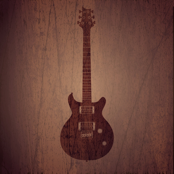 Vecto wooden background with electric guitar. - Vector, Image