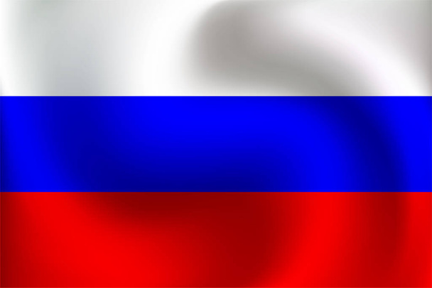 Bandera de Rusia con un poco de ondulación, sombreado y bandera Colores capas separadas - Vector Illustration
 - Vector, imagen