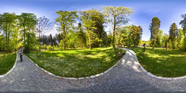 方眼図法、ドイツの自然の景観のパノラマの球形 360 度シームレスなパノラマ ビュー。Vr コンテンツ - 写真・画像