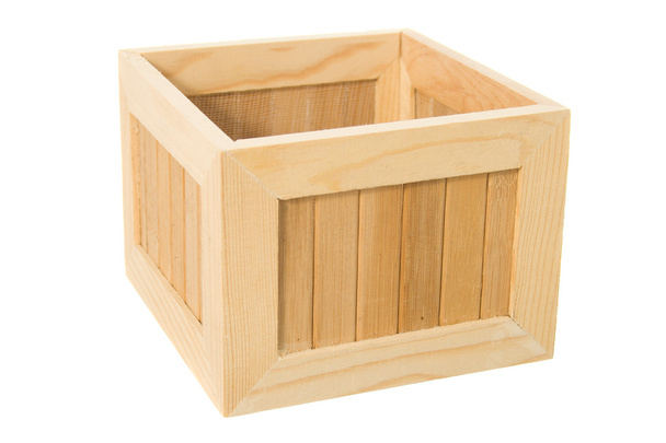 Wooden box isolated on white - Photo, Image