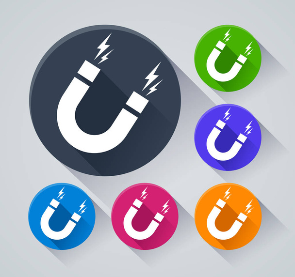 Illustration of magnetism circle icons with shadow - Vector, Image