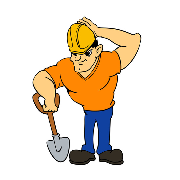 shovel man cartoon illustration - Vector, Image