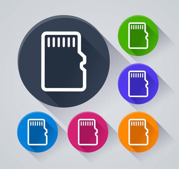 Illustration of memory card icons with shadow - Vector, imagen