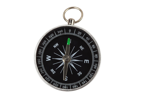 Vintage retro compass isolated on white with clipping path, Instrument that indicates magnetic north. - Fotografie, Obrázek